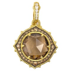Judith Ripka Pendentif en or jaune 18 carats, diamants et quartz