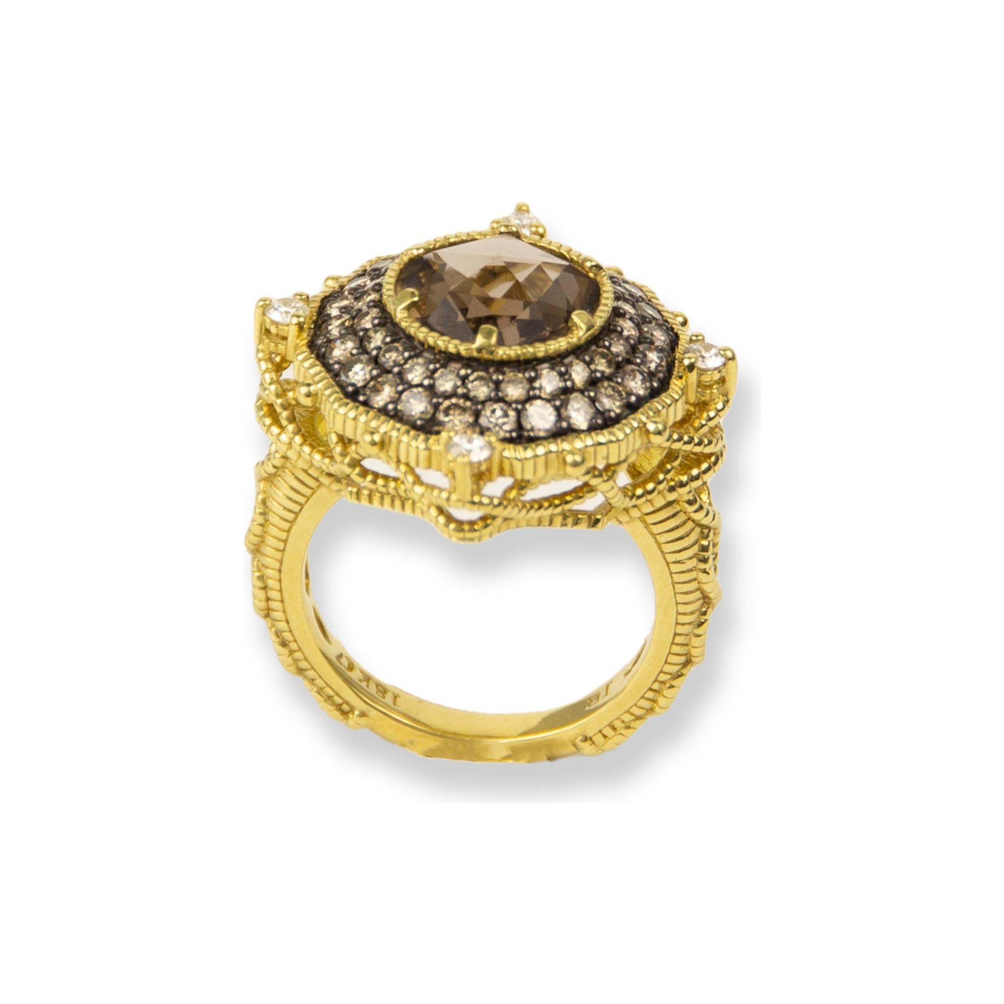 Judith Ripka Ring aus 18 Karat Gelbgold mit Diamant und Quarz (Moderne) im Angebot