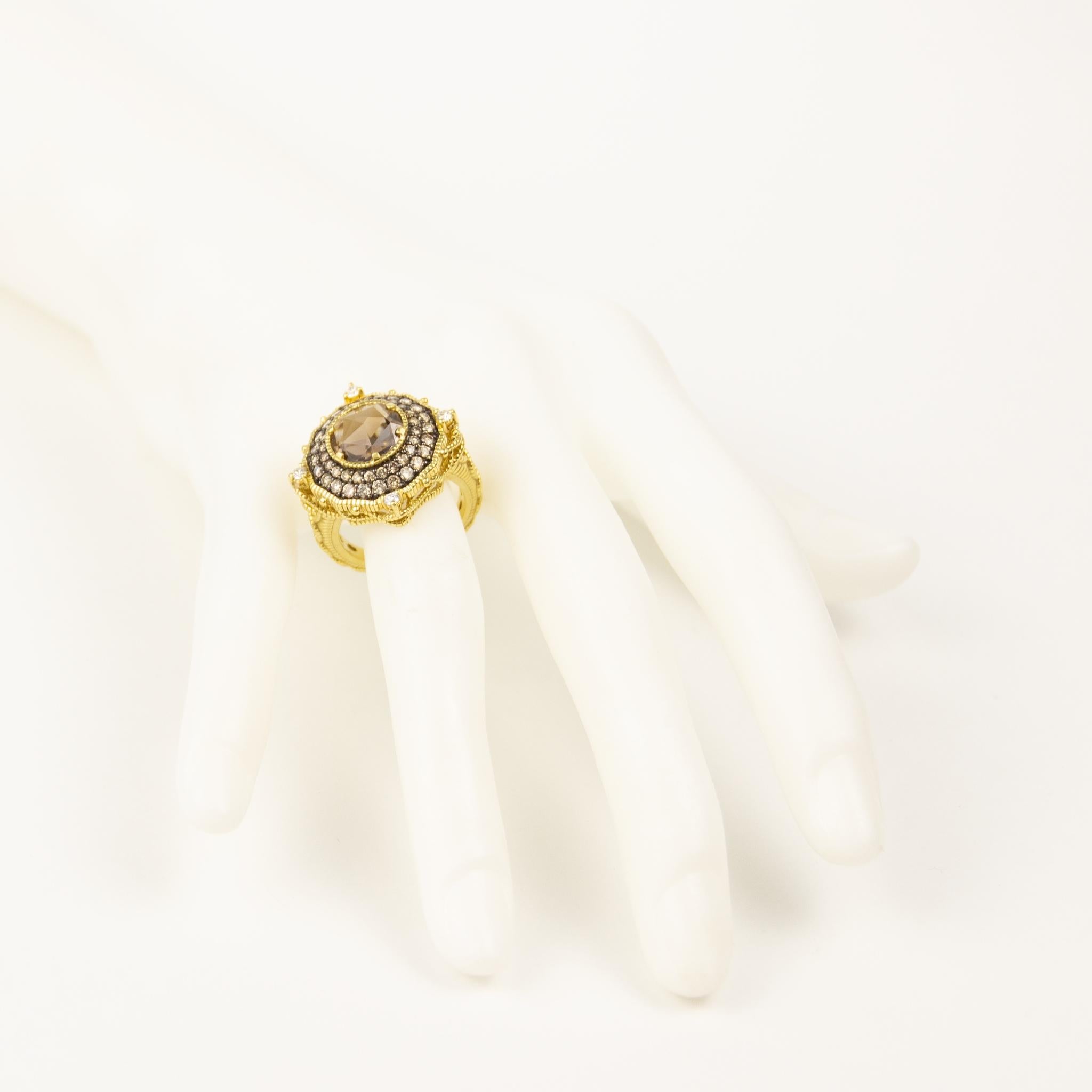 Judith Ripka Ring aus 18 Karat Gelbgold mit Diamant und Quarz im Zustand „Neu“ im Angebot in North Miami Beach, FL