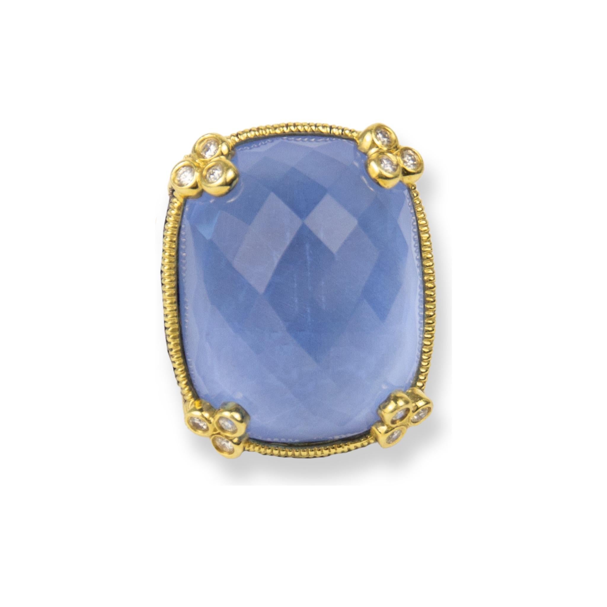 Judith Ripka 18K Yellow Gold Ring
Blue Quartz & Sapphires & Diamonds
Size: 6.75
SKU: JR01063
Retail price: $14,160.00