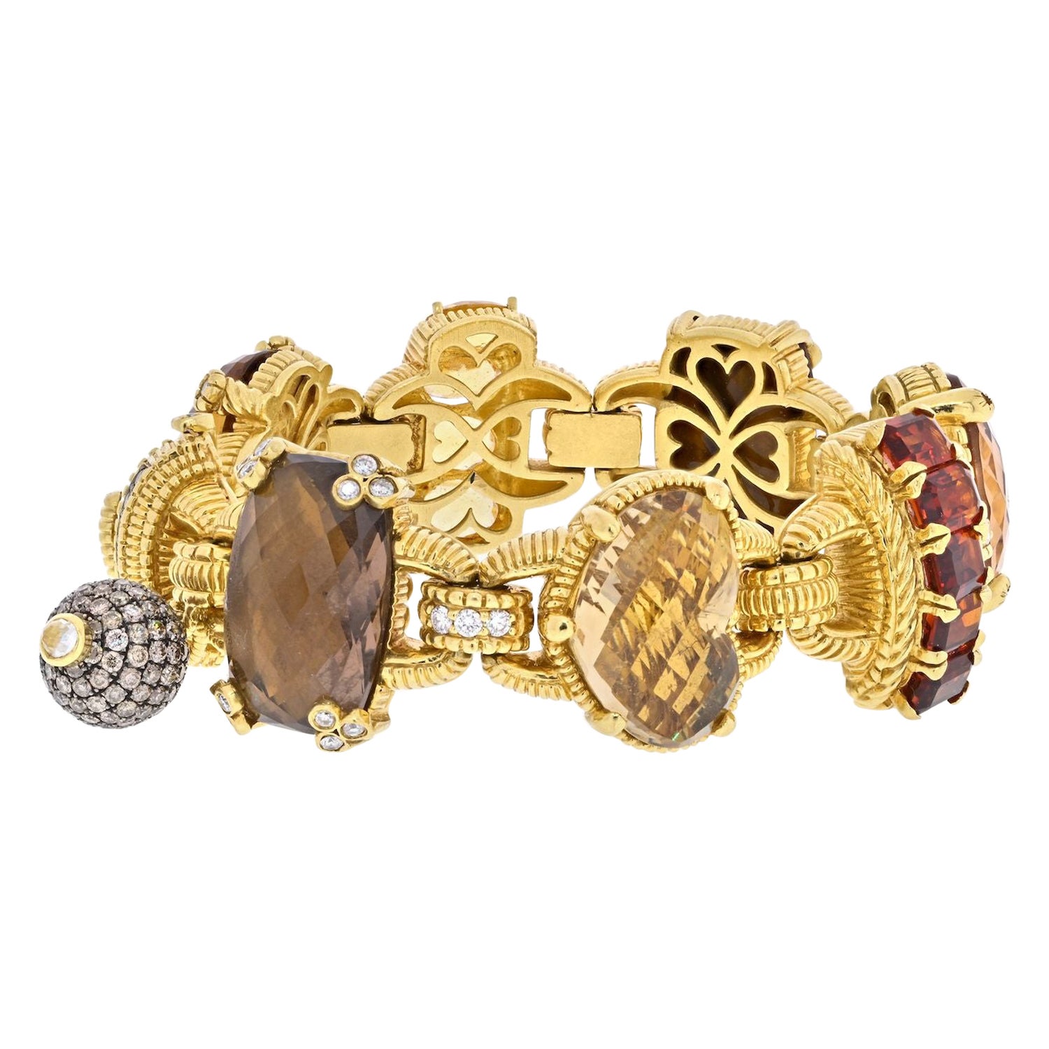Judith Ripka 18K Yellow Gold Multi Gem Semi Precious Ambrosia Colorful Bracelet