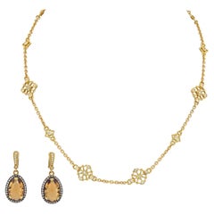 Judith Ripka Parure collier et boucles d'oreilles en or jaune 18 carats