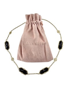 Judith Ripka 18K Yellow Gold Onyx and Diamond Station Necklace #24633