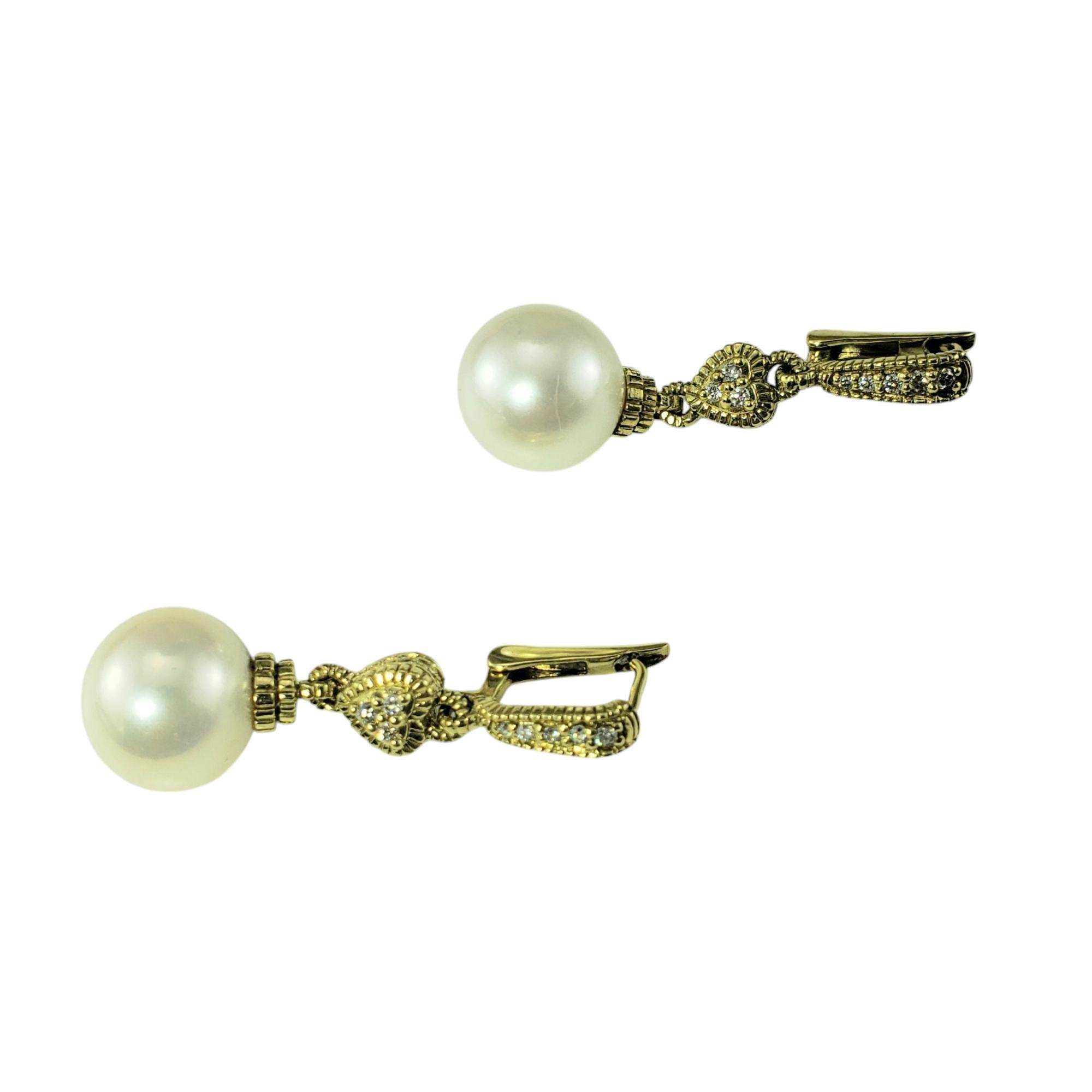 Contemporary Judith Ripka 18K Yellow Gold Pearl and Diamond Dangle Earrings #19925