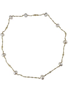 Judith Ripka Collar de perlas y diamantes en oro amarillo de 18 quilates con bolsa 32" #24613