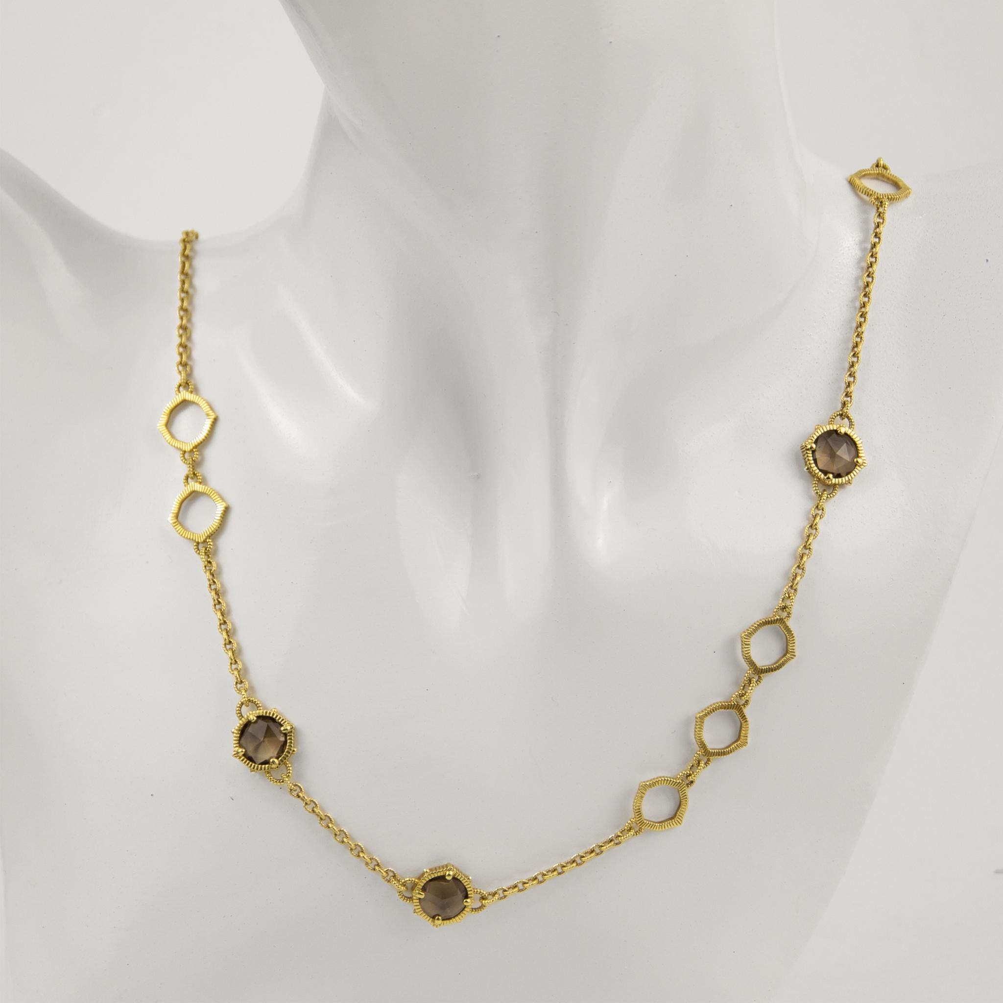 Modern Judith Ripka 18k Yellow Gold Quartz Necklace For Sale