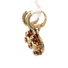 Judith Ripka 18k Yellow Gold Round Citrine & Diamond Drop Dangle Earrings