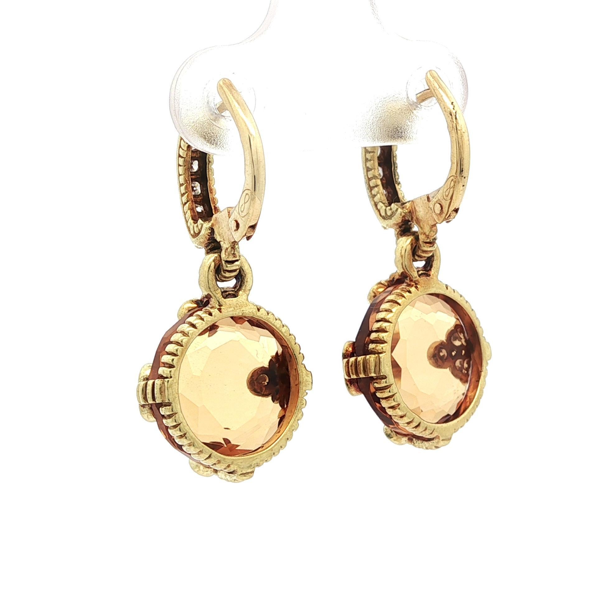 Taglio brillante Orecchini a goccia in oro giallo 18 carati con citrino e diamanti di Judith Ripka in vendita
