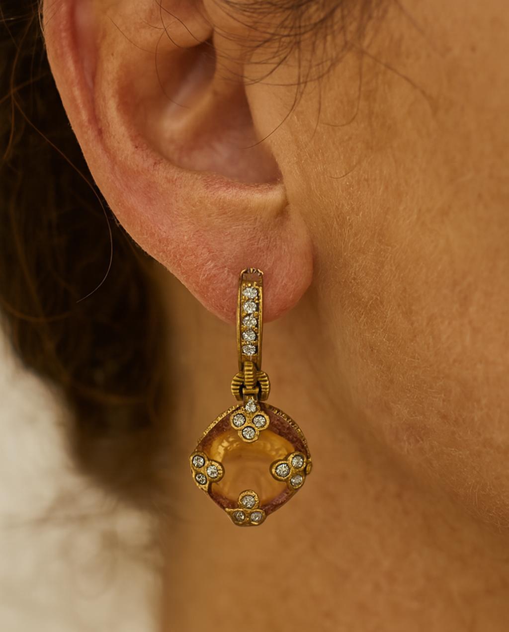 Donna Orecchini a goccia in oro giallo 18 carati con citrino e diamanti di Judith Ripka in vendita