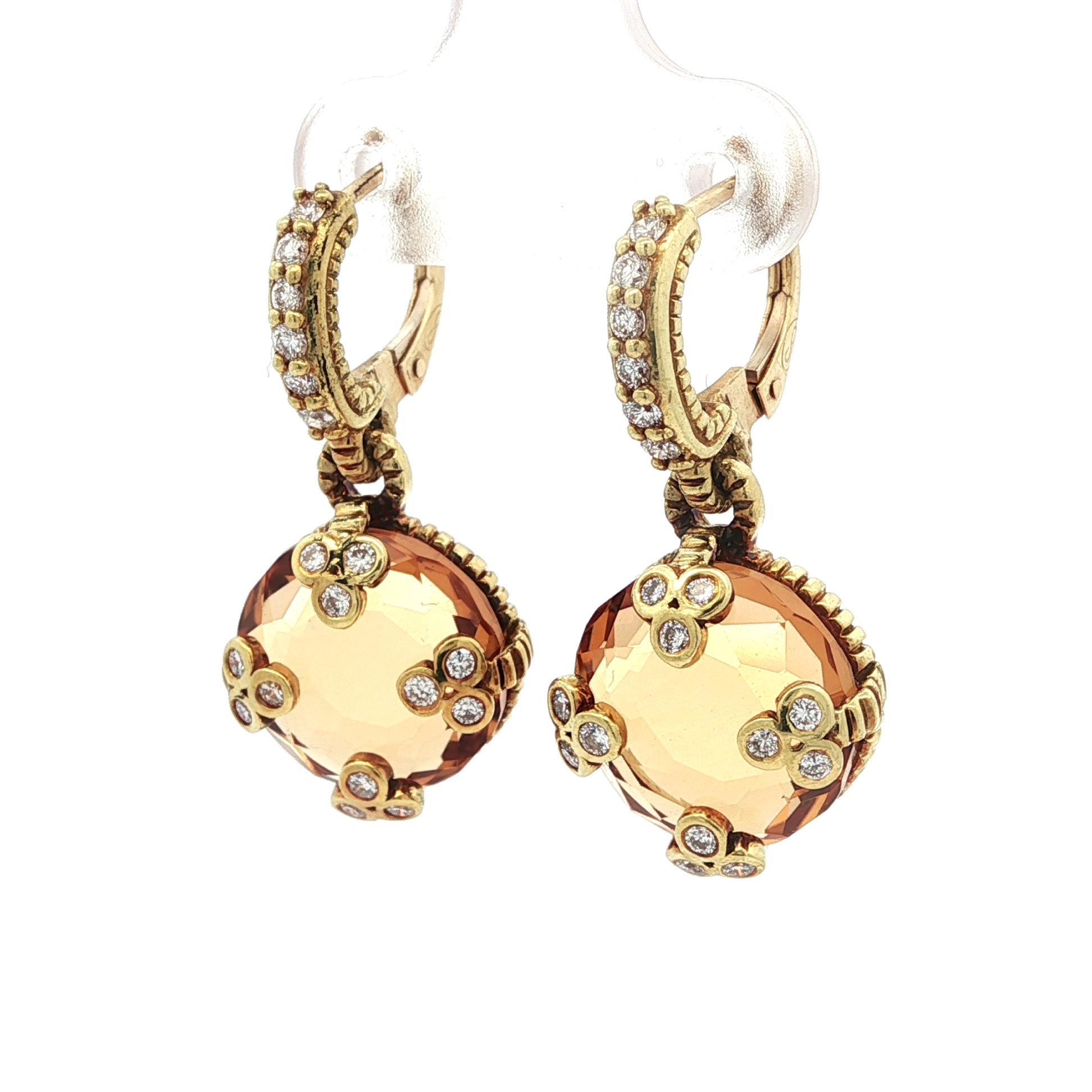 Orecchini a goccia in oro giallo 18 carati con citrino e diamanti di Judith Ripka in vendita 2