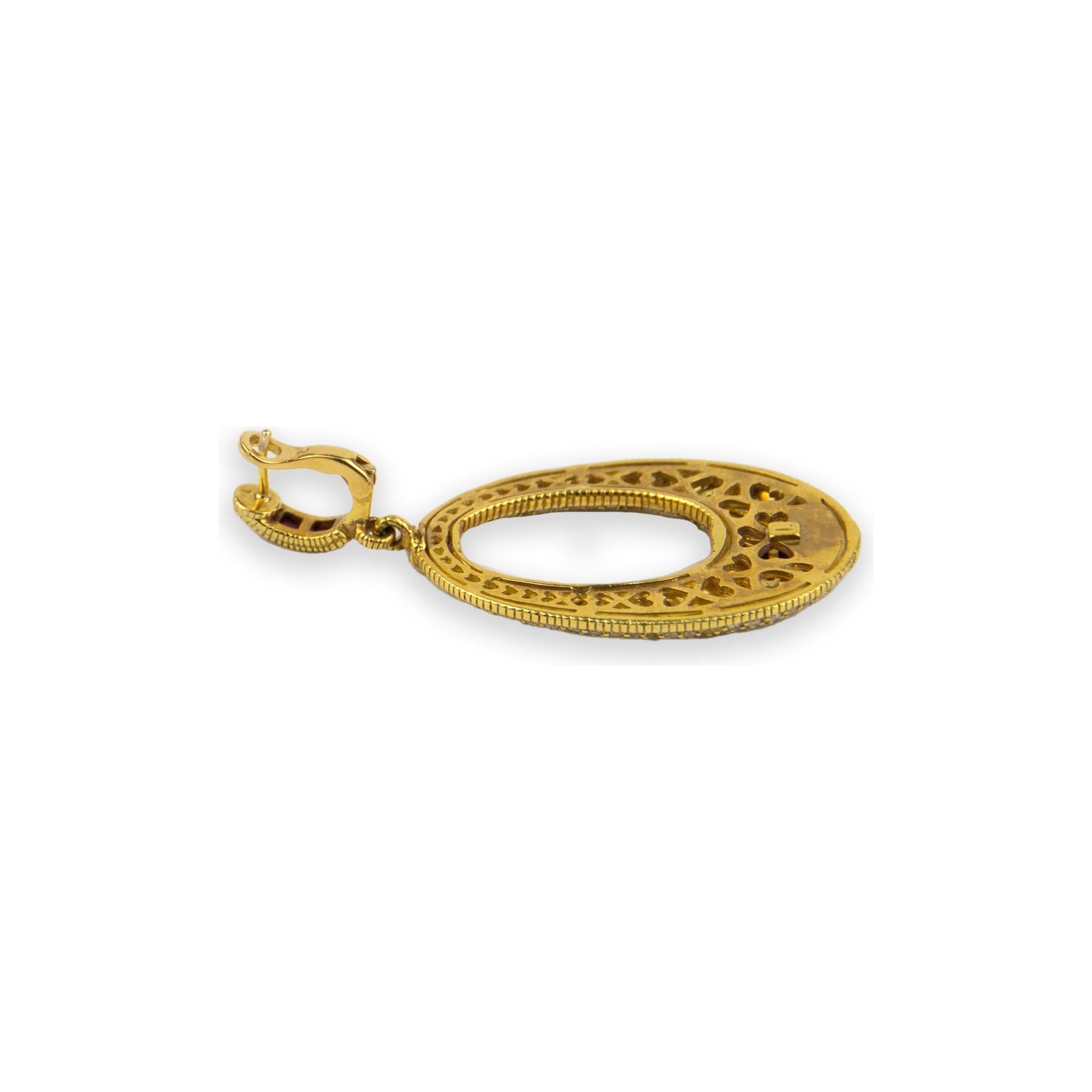 Modern Judith Ripka 18k Yellow Gold Ruby & Diamond Earrings For Sale