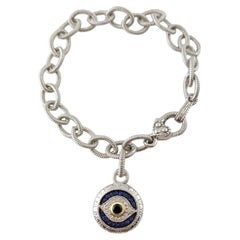 Judith Ripka 18K Yellow Gold & Sterling Silver Evil Eye Charm Bracelet #17750