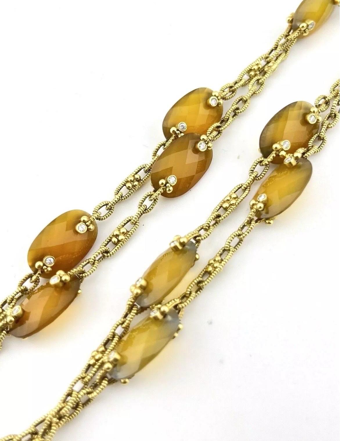 Judith Ripka 18k Yellow Gold Two Sided Diamond Citrine Sautoir Necklace For Sale 5