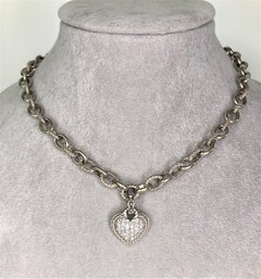 Judith Ripka 18KW Diamant-Herz-Anhänger-Halskette