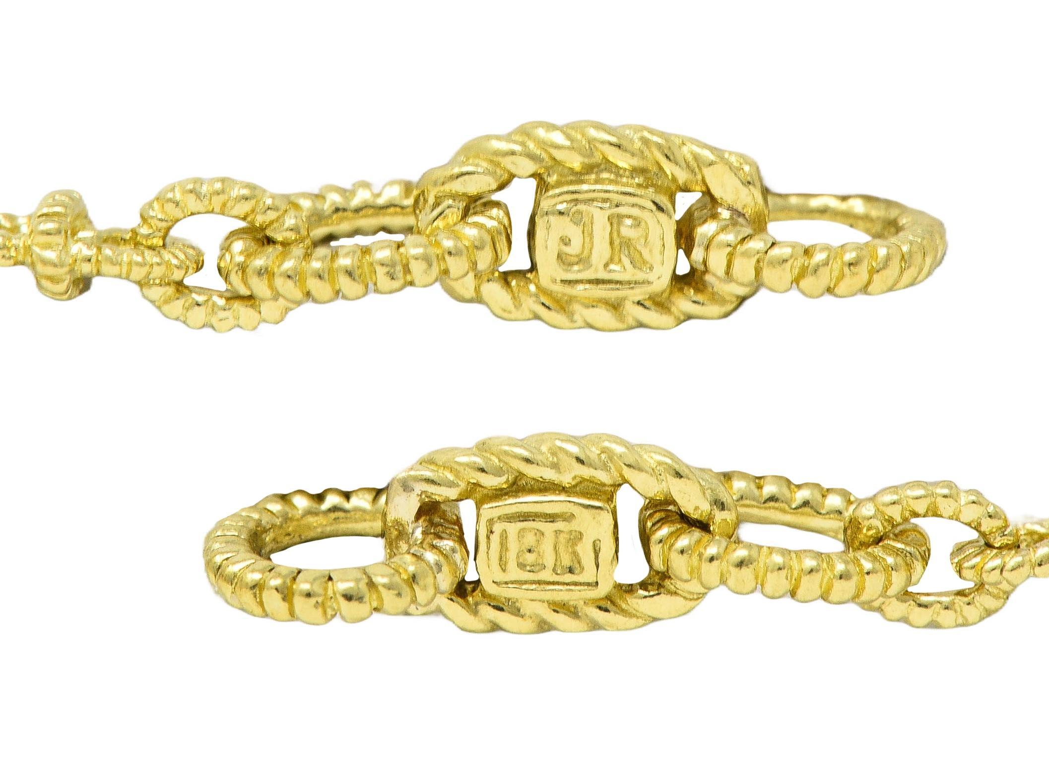 Women's or Men's Judith Ripka 2000's Akoya Pearl Diamond 18 Karat Yellow Gold Station Necklace