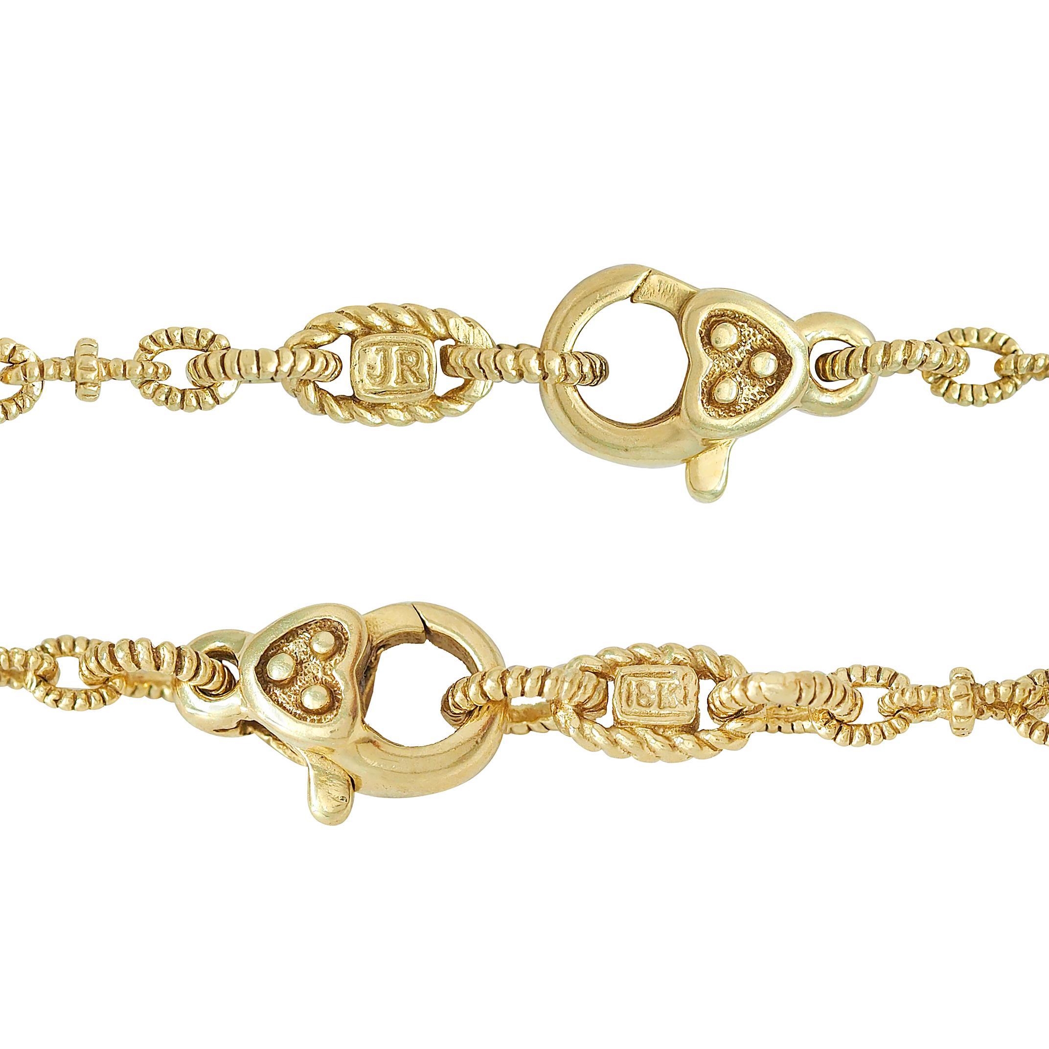 Judith Ripka, collier station en or jaune 18 carats avec perles Akoya et diamants, années 2000 en vente 1