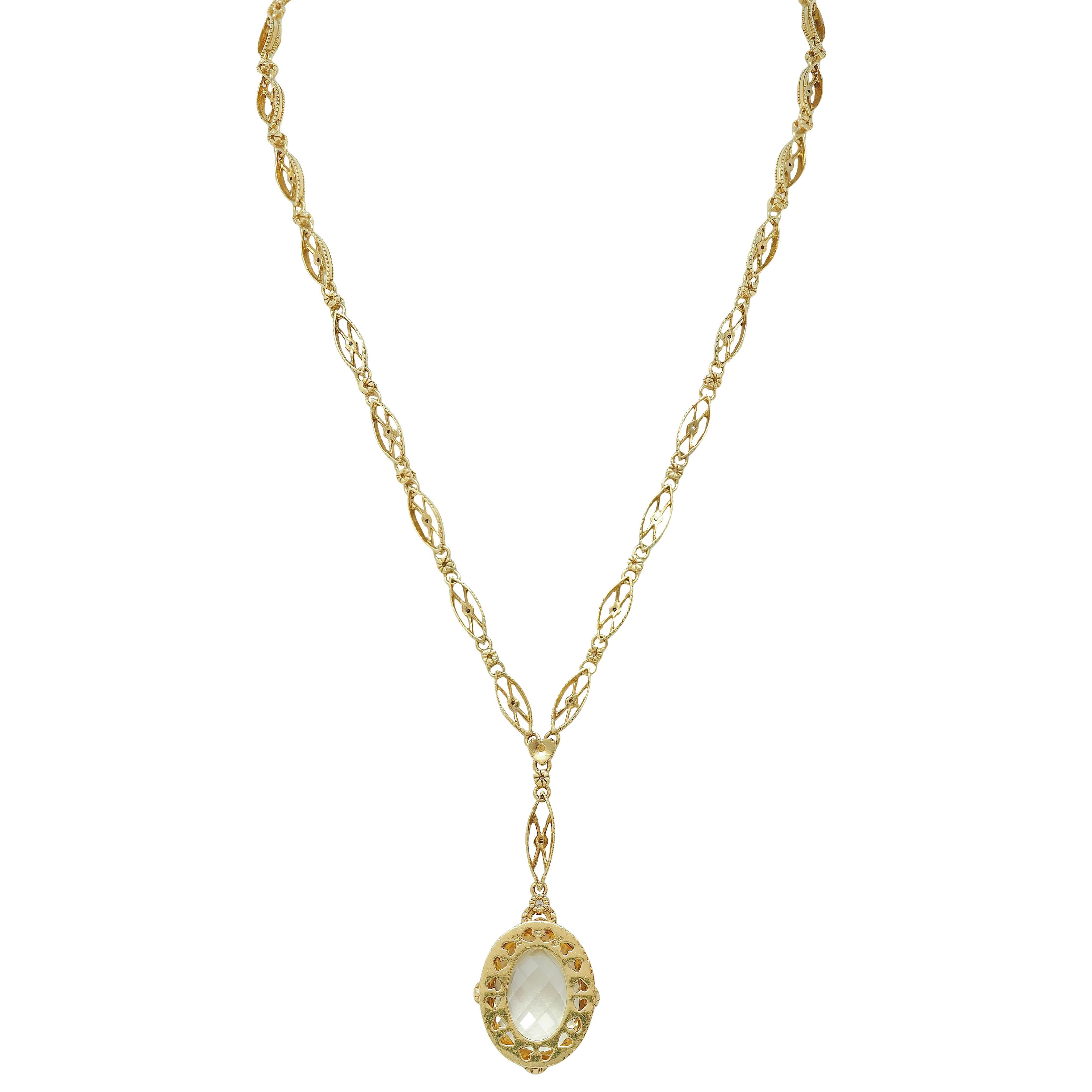 Contemporary Judith Ripka 2000's Canary Quartz Diamond 18 Karat Gold Sautoir Drop Necklace For Sale