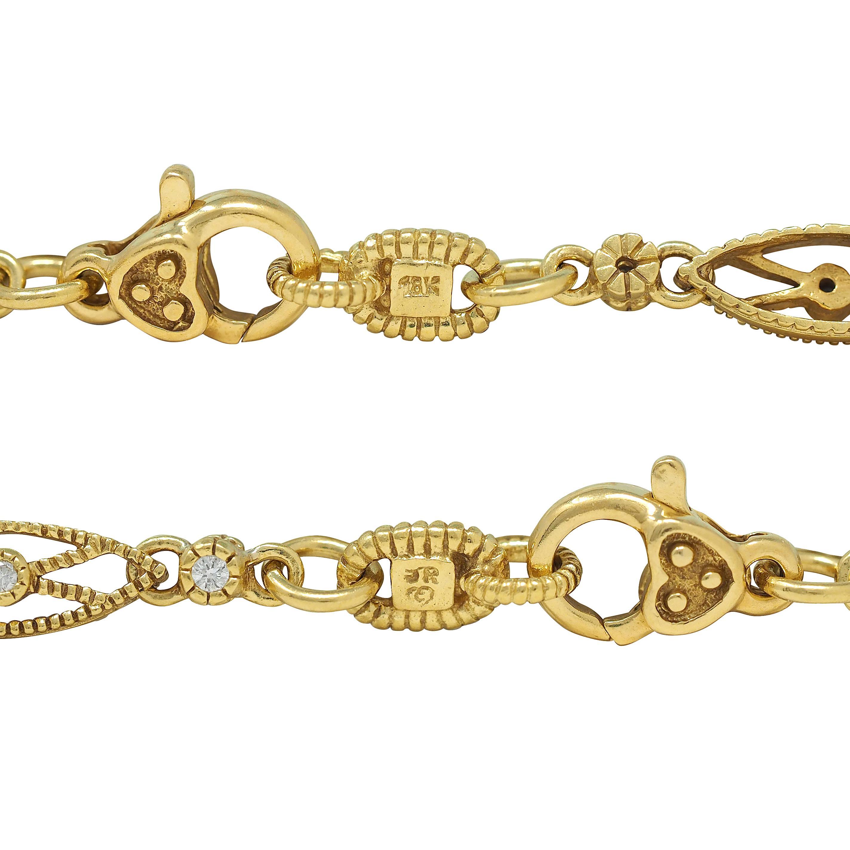 Judith Ripka 2000's Canary Quartz Diamond 18 Karat Gold Sautoir Drop Necklace In Excellent Condition For Sale In Philadelphia, PA