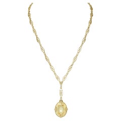 Judith Ripka 2000's Canary Quartz Diamond 18 Karat Gold Sautoir Drop Necklace