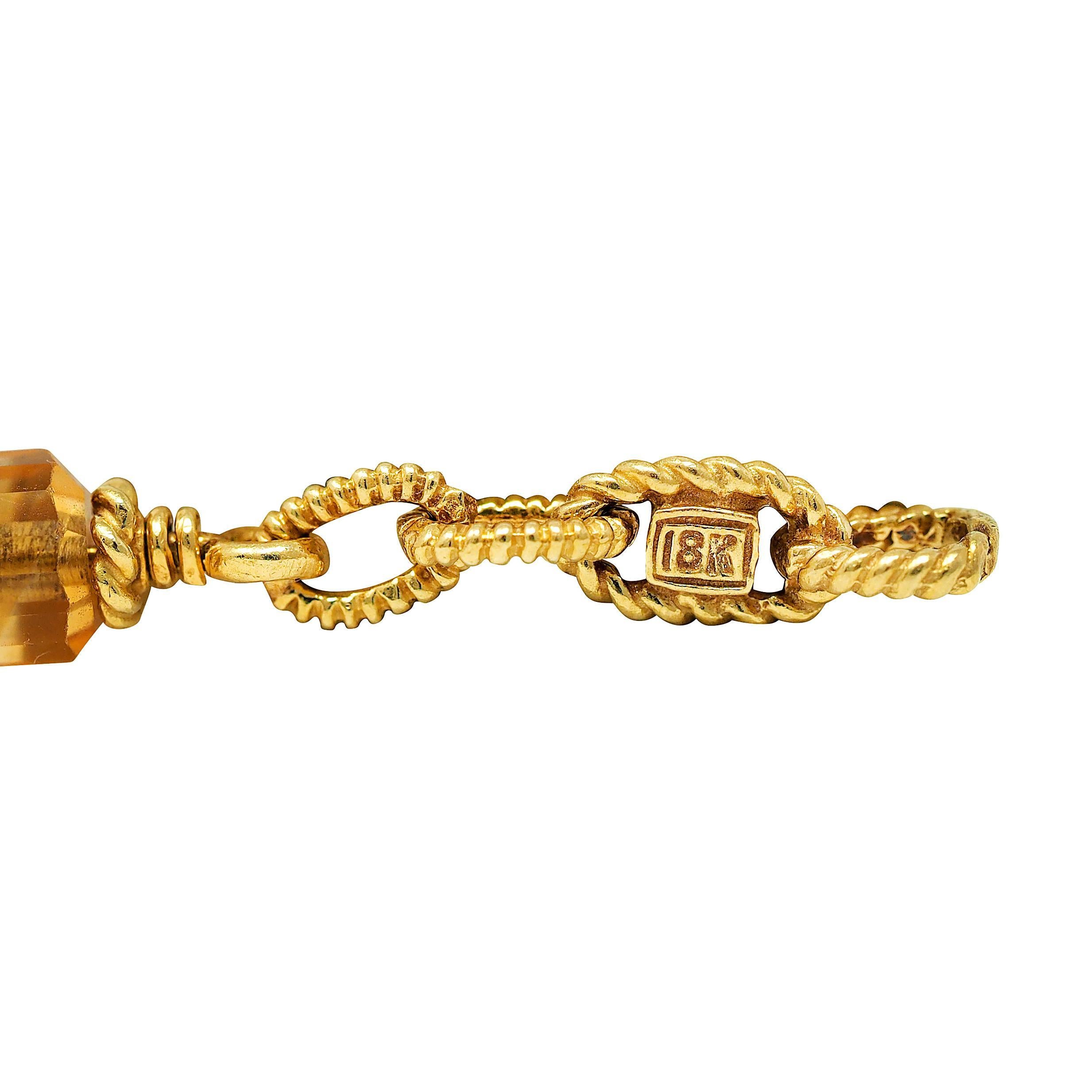 Judith Ripka 2000's Citrine Diamond 18 Karat Yellow Gold Bead Chain Necklace For Sale 3
