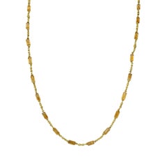Judith Ripka 2000's Citrine Diamond 18 Karat Yellow Gold Bead Chain Necklace