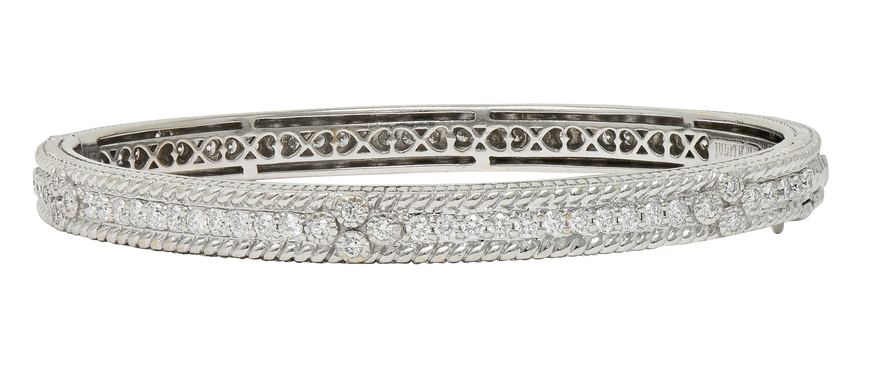 Bracciale a corda ritorta con diamanti in oro bianco 18 carati di Judith Ripka del 2000 in vendita 5
