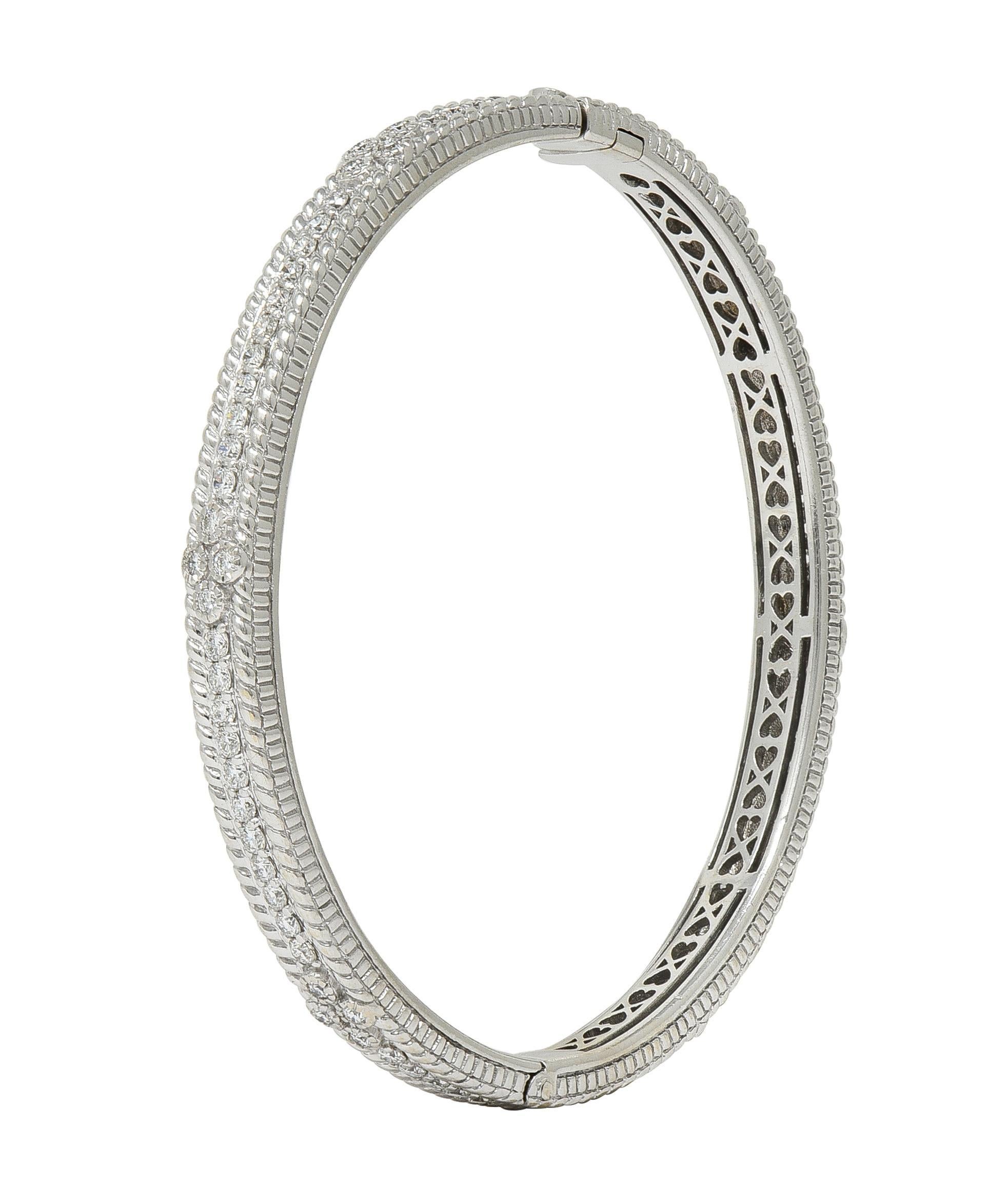 Taglio brillante Bracciale a corda ritorta con diamanti in oro bianco 18 carati di Judith Ripka del 2000 in vendita
