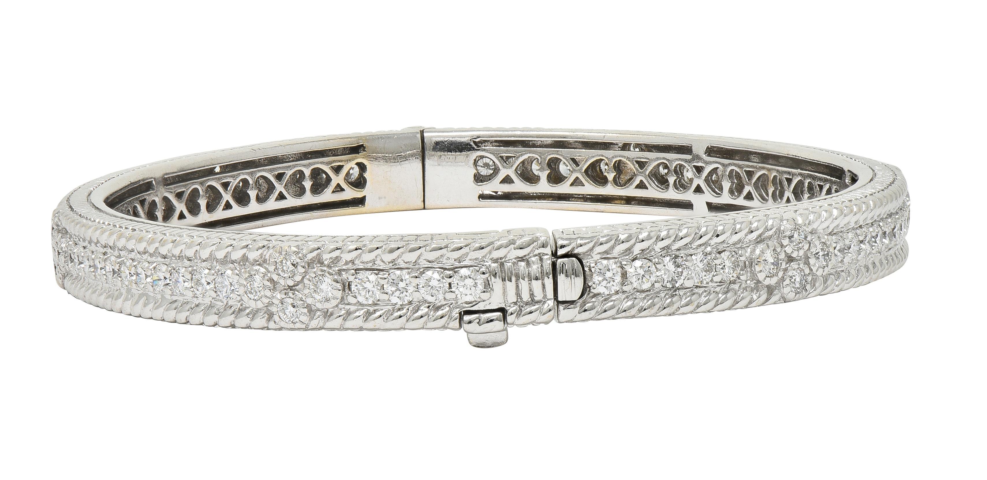 da uomo o donna Bracciale a corda ritorta con diamanti in oro bianco 18 carati di Judith Ripka del 2000 in vendita