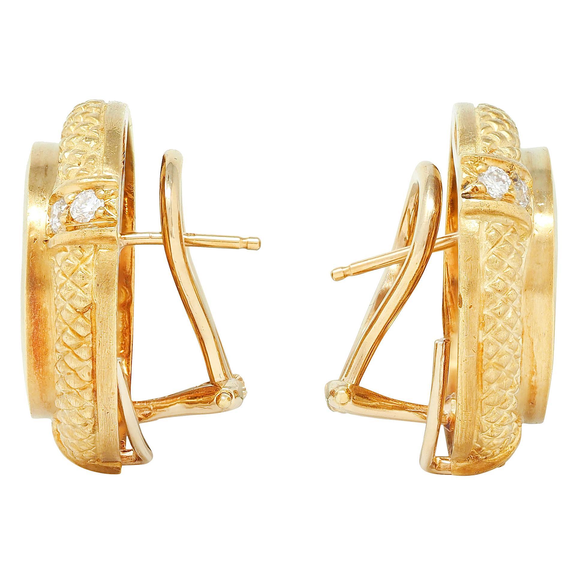 Contemporaneo Orecchini in vetro veneziano con diamante in oro giallo 18 carati Judith Ripka 2000s in vendita