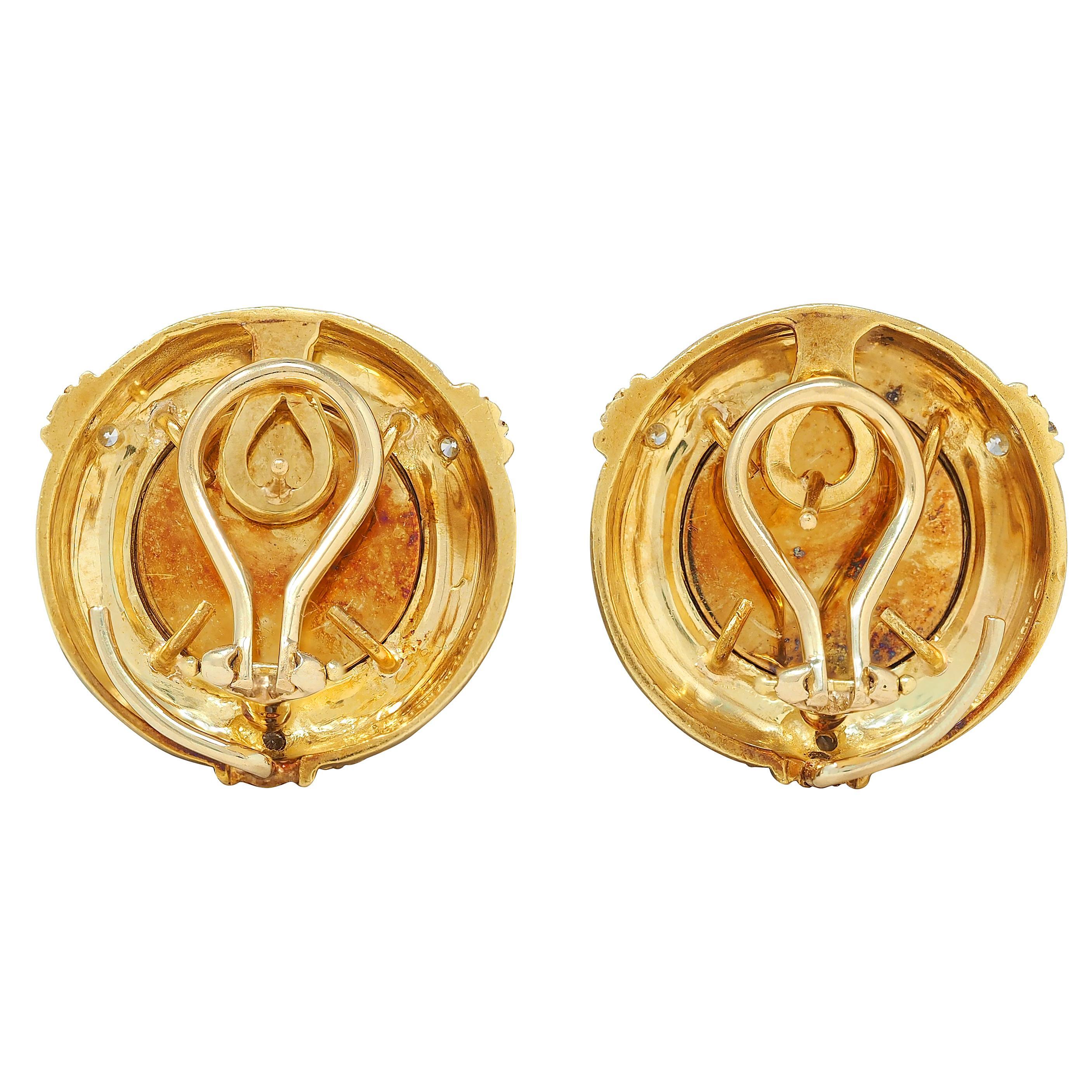 Taglio brillante Orecchini in vetro veneziano con diamante in oro giallo 18 carati Judith Ripka 2000s in vendita