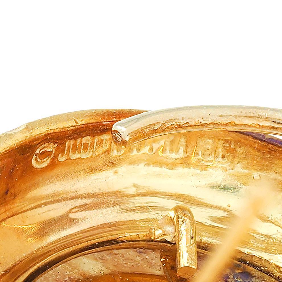 Orecchini in vetro veneziano con diamante in oro giallo 18 carati Judith Ripka 2000s in vendita 1