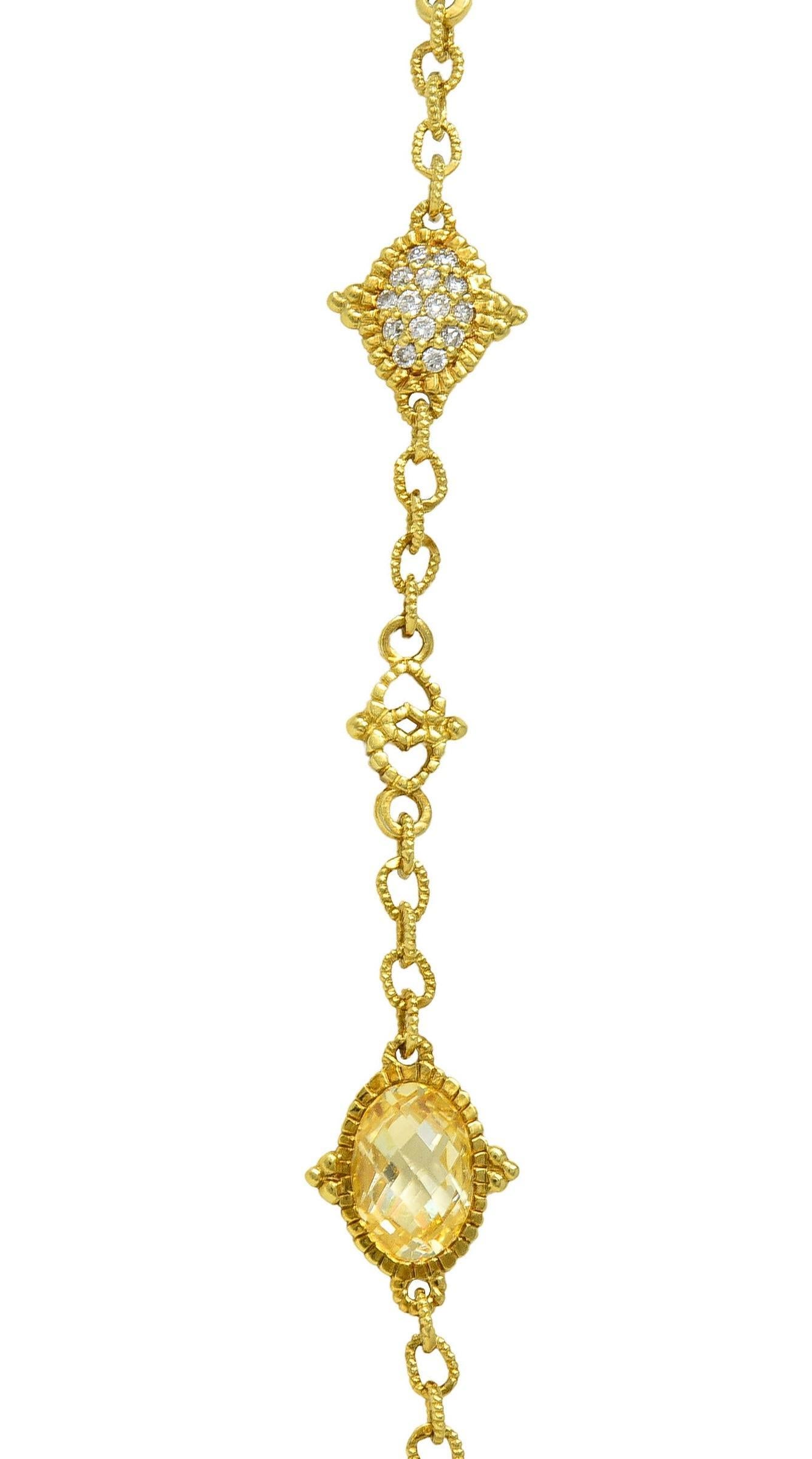 Judith Ripka 23.04 CTW Canary Quartz Diamond 18K Gold Pendant Necklace 7