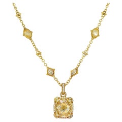 Judith Ripka 23,04 CTW Kanarienvogel Quarz Diamant 18K Gold Anhänger Halskette