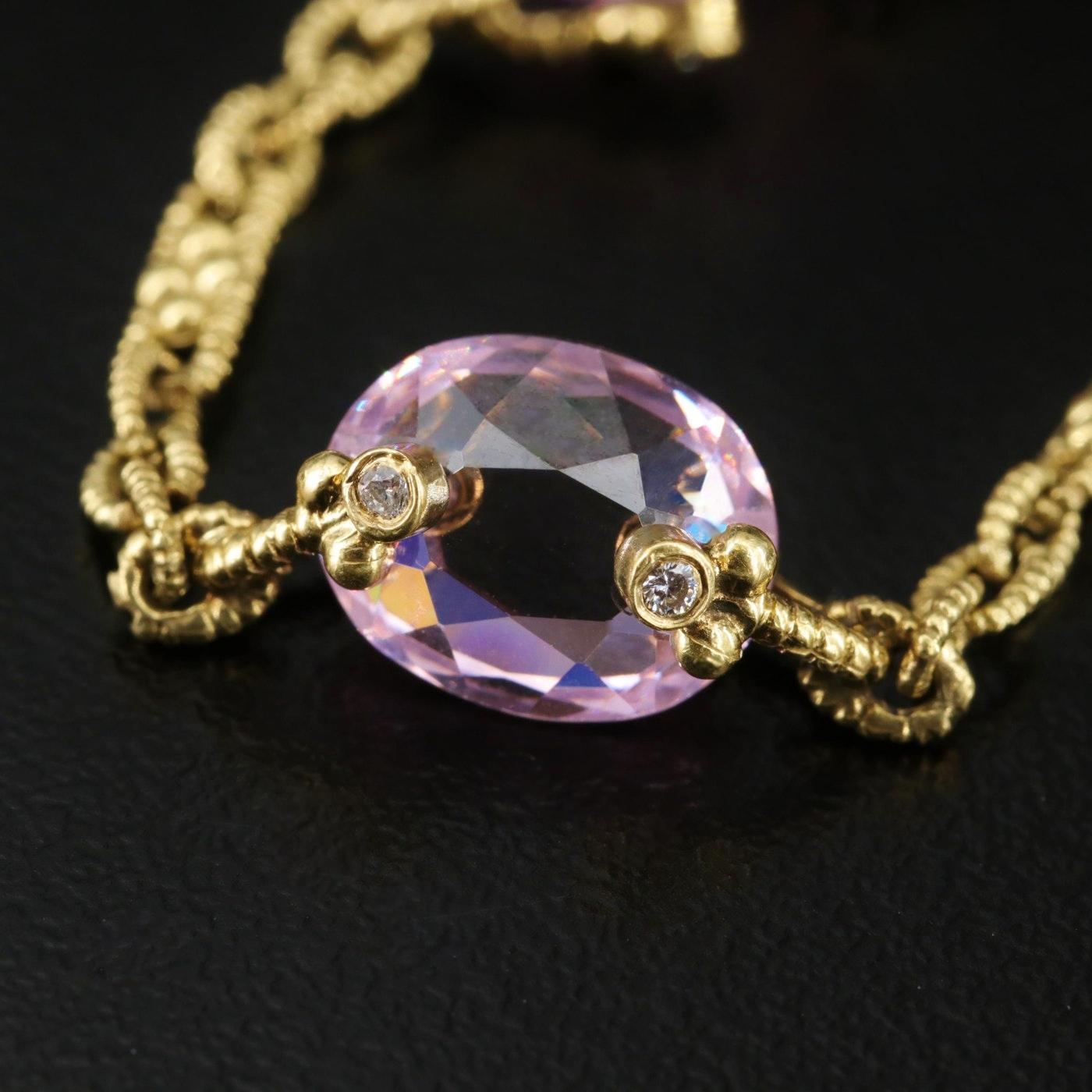 Women's Judith Ripka / 27.5 Ct Diamond & Sapphire Necklace / 23.8 Grams / 18K