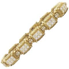 Judith Ripka 3 Carat Diamond Cable Link 18 Karat Gold Bracelet