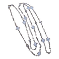 Judith Ripka, collana lunga da 35" con pavé di diamanti in oro bianco 18 carati