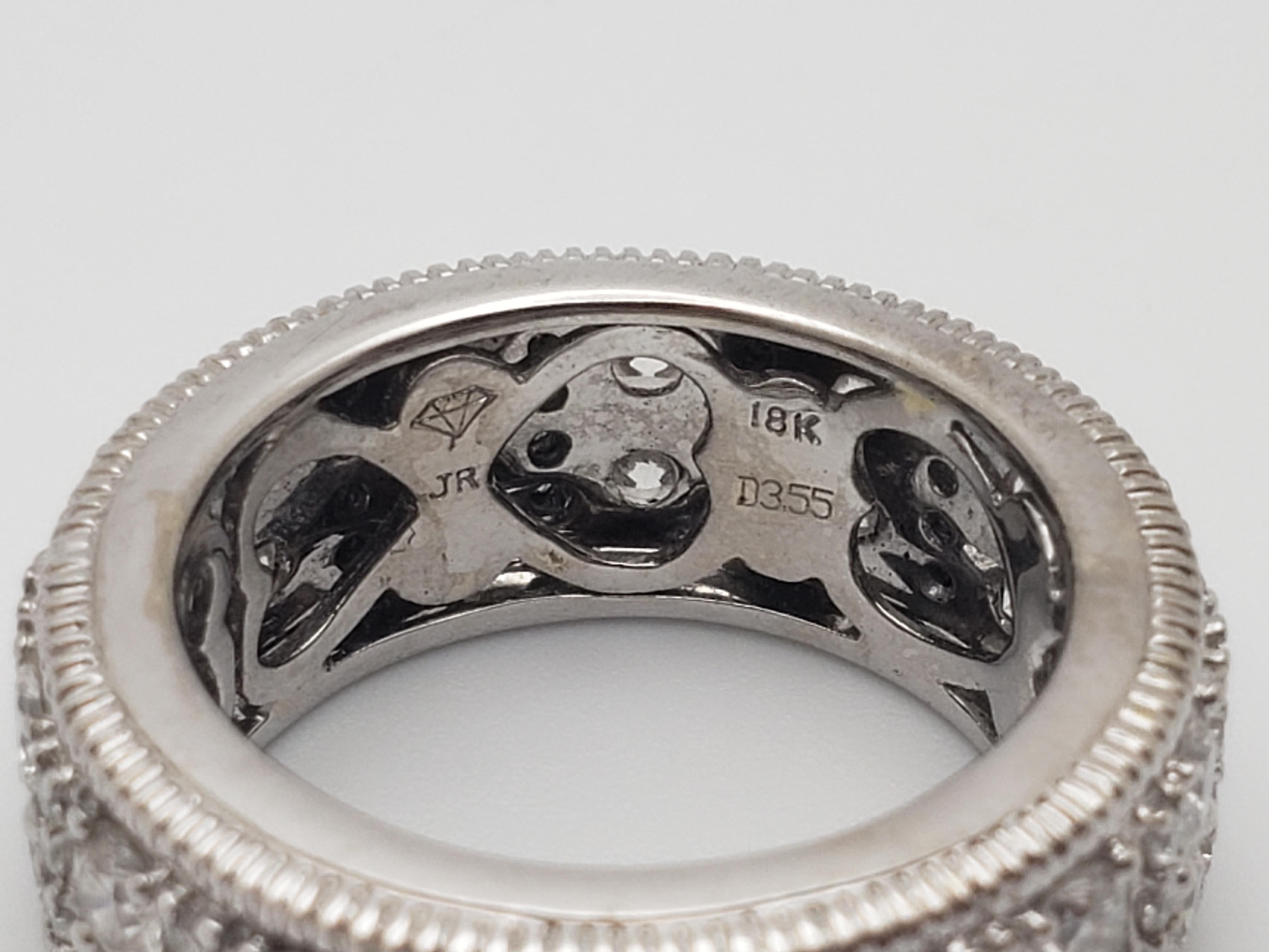 Anello a fascia per l'eternità in oro bianco 18 carati con diamante da 3,55 carati di Judith Ripka in vendita 5