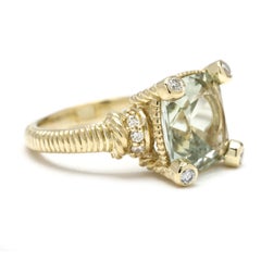 Judith Ripka 5.2ctw Prasiolite and Diamond Ring, 18k Yellow Gold, Ring Size 4.75