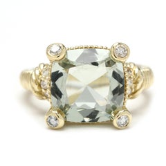 Judith Ripka 5.2ctw Prasiolite and Diamond Ring, 18k Yellow Gold, Ring Size 4.75