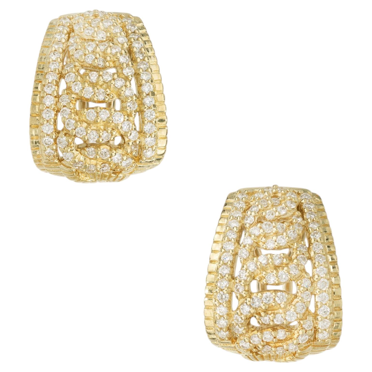 Judith Ripka : boucles d'oreilles à clip en or jaune 18 carats, ornées d'un diamant rond de 0,74 carat en vente