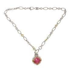 Judith Ripka 925 Sterling Silver and 18 Karat Gold Crystal and Diamond Necklace