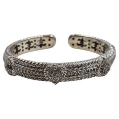 Judith Ripka Bracelet manchette à charnière en argent 925 et CZ