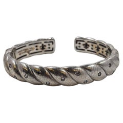 Judith Ripka 925 Sterling Silver & CZ Hinged Cuff Bracelet