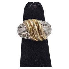Judith Ripka 925 Sterling Silver & CZ Two Tone Ring