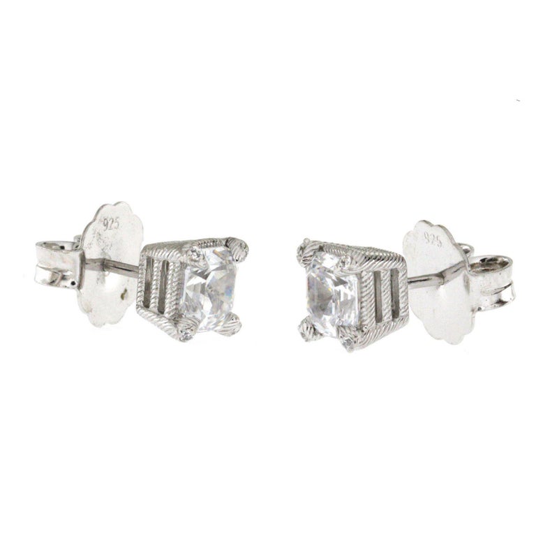 Judith Ripka 925 Sterling Silver Diamonique Stud Earrings For Sale at ...