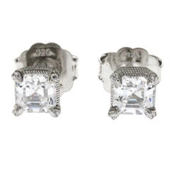 Judith Ripka 925 Sterling Silver Diamonique Stud Earrings