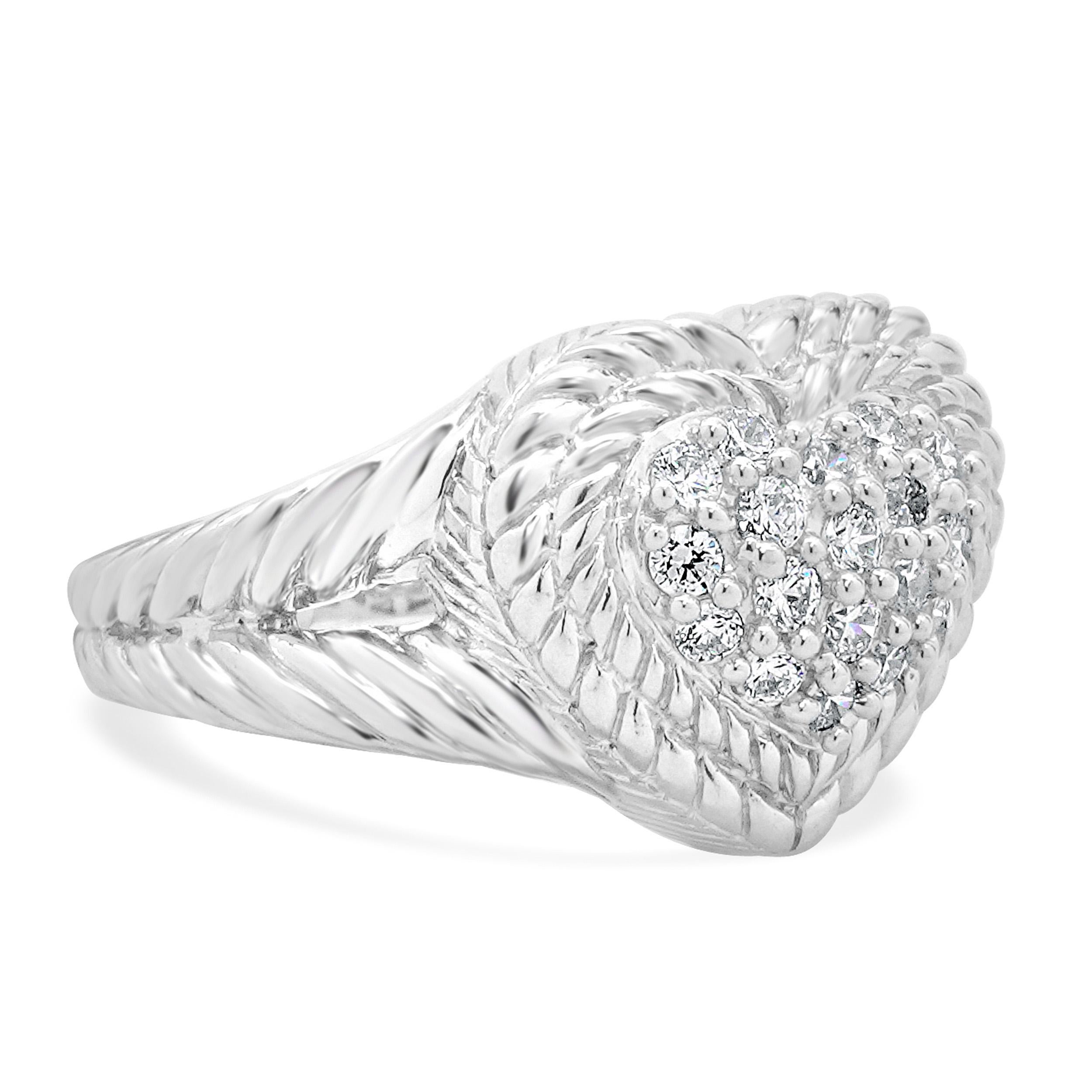 Judith Ripka Anello Cuore in argento 925 con pave CZ In condizioni ottime in vendita a Scottsdale, AZ