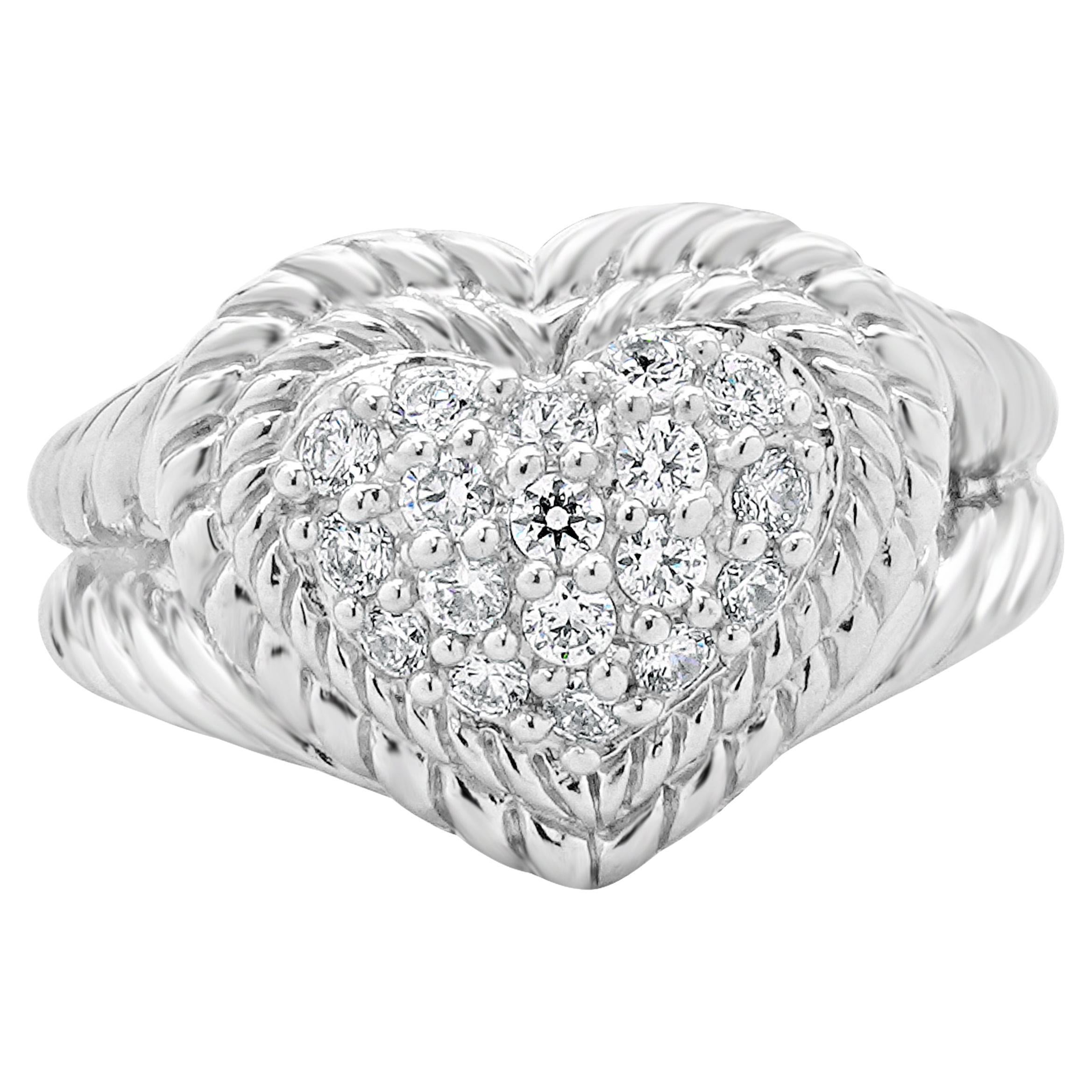 Judith Ripka Anello Cuore in argento 925 con pave CZ