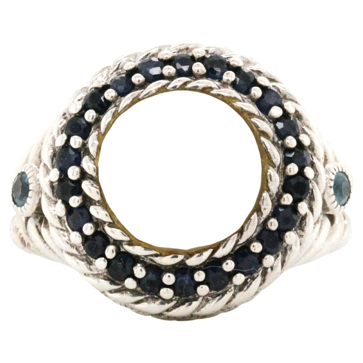 Judith Ripka 925 Sterling Silver Sapphire & Pearl Ring