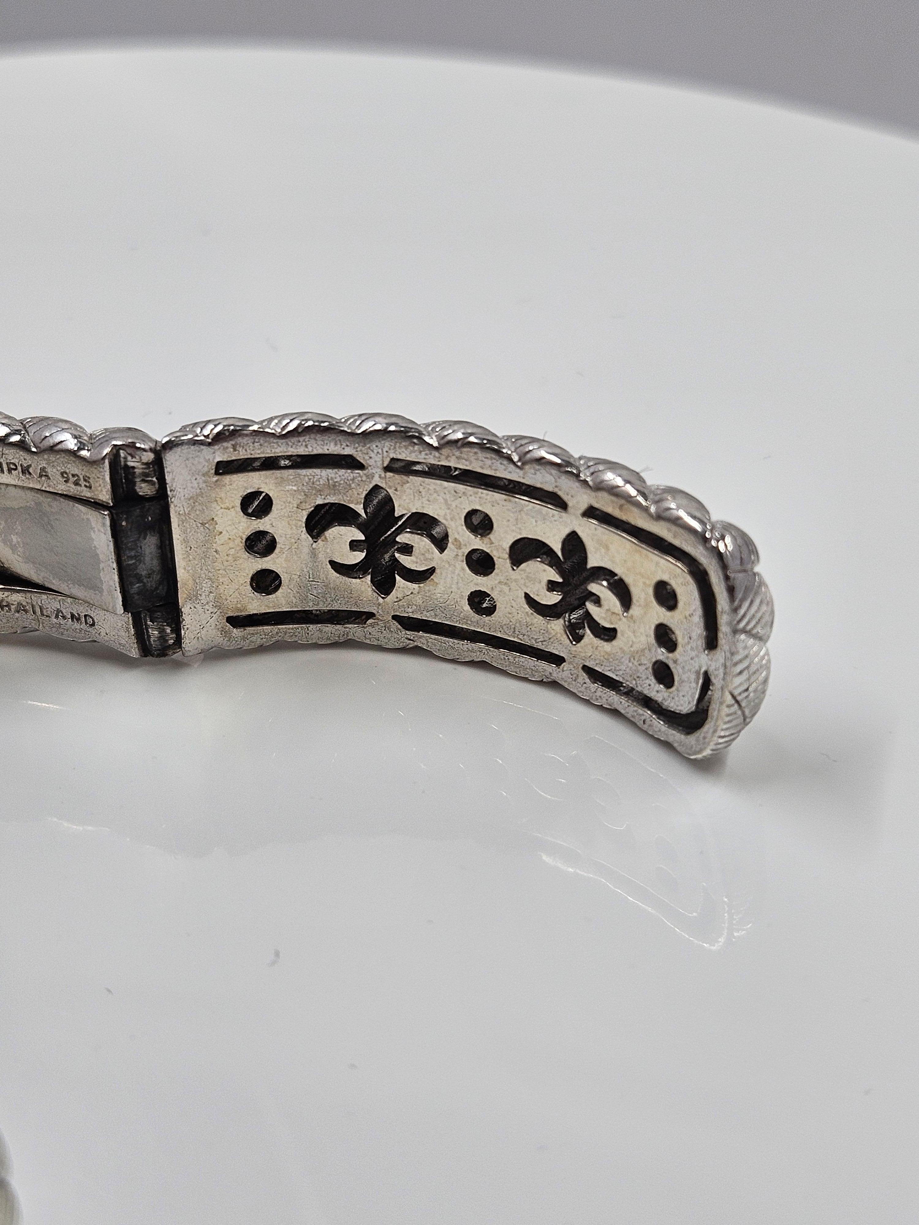 Judith Ripka 925 Sterling Sterling & CZ Chunky Hinged Cuff Bracelet For Sale 1